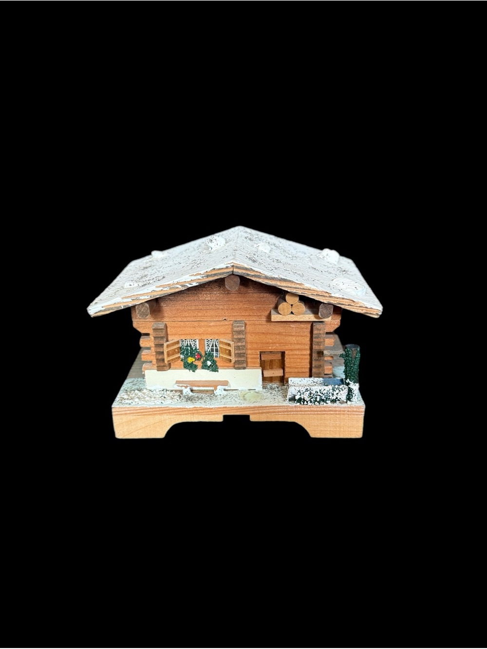 Vintage Handcrafted Swiss Chalet Music Box Plays Beautifully